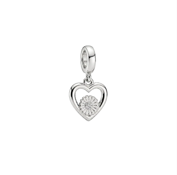 Christina Marguerite Flower Love charm – sølv, 4 mm til sølvarmbånd og Slim læder